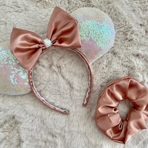 Minnie Mouse Sparkle Ears Headband, Rose Gold Mouse Ears, Sequin Headband, Vacation Mouse Ears