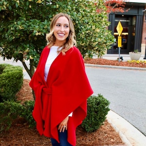 Ada Cape Women&#39;s wool blend cape Made To Order wool coat red cape red jacket Winter cape with FREE USA SHIPPING