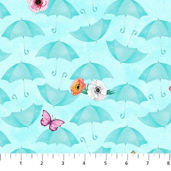 Quilting Fabric fat quarter 100/% cotton SPRING SHOWERS UMBRELLAS