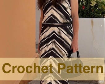 Schema per un completo estivo all'uncinetto da donna - Top e gonna su misura Tutorial semplice (download PDF)