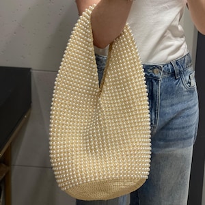Patrón de bolso de crochet en PDF: Bolso Hobo con cuentas / Nivel fácil / Videotutorial