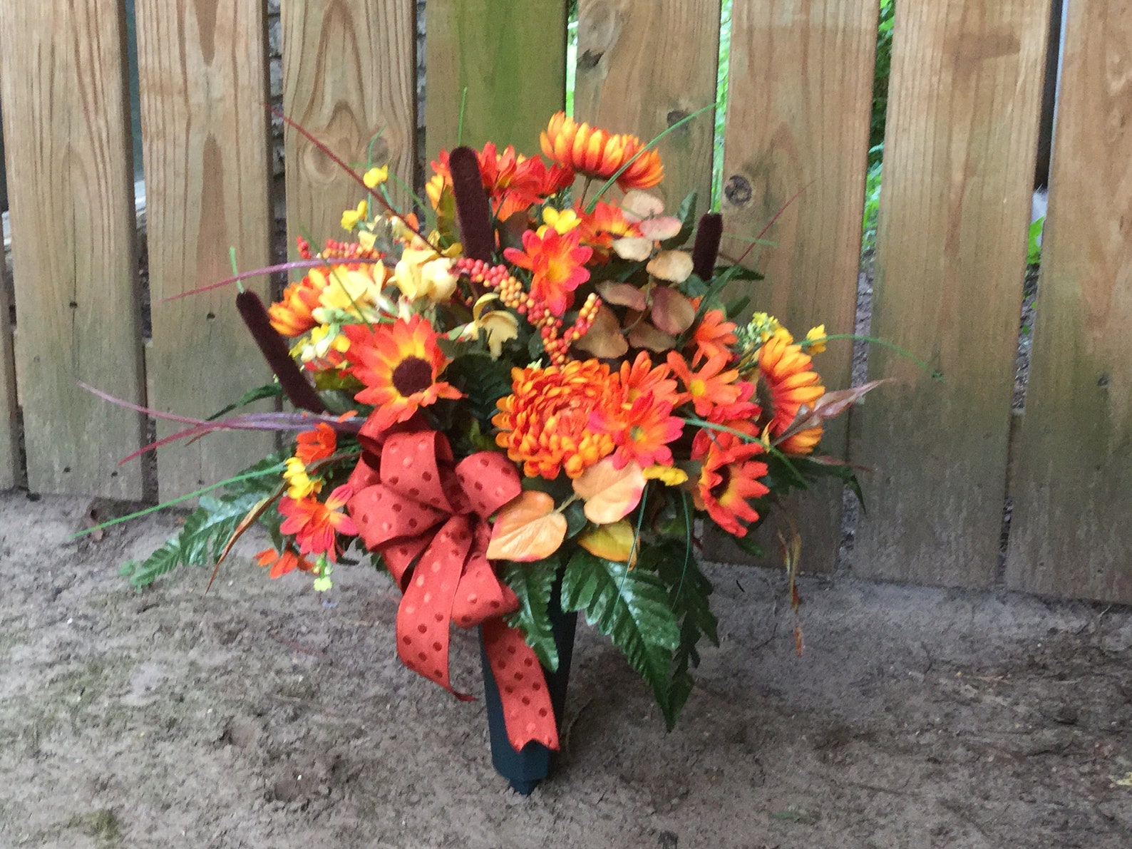 Cemetery Cone Arrangement Artificial Cemetery Flowers | Etsy