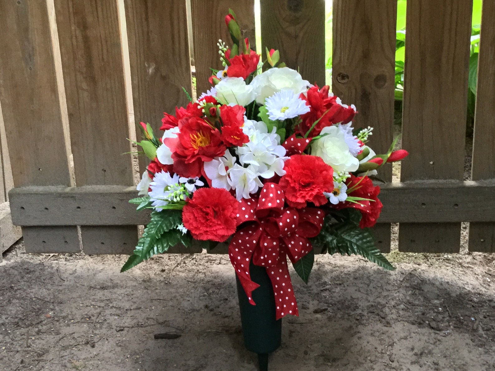 Cemetery Cone Arrangement Artificial Cemetery Flowers Etsy