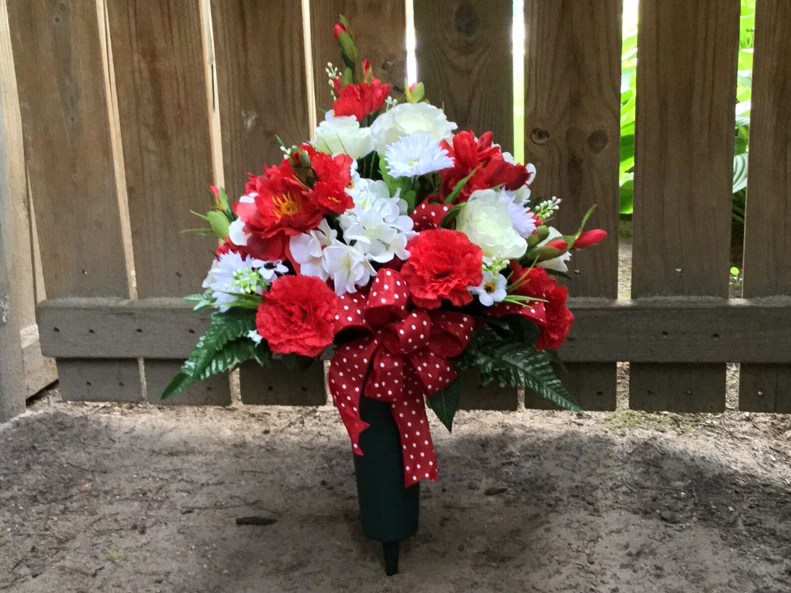 Cemetery Cone Arrangement Artificial Cemetery Flowers Etsy