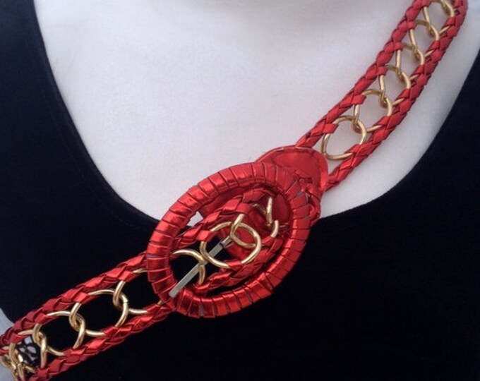Red and Gold Chain Belt red Belt With Gold Buckle Gold Chain Etsy