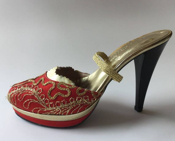 red and gold wedding shoes