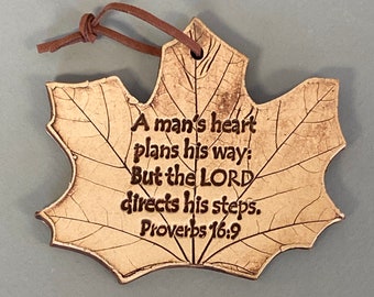 Proverbs 16:9, a Man’s heart, Fathers gift, Scripture ornament
