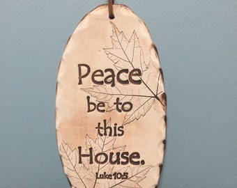 Scripture tile, scripture in clay, Luke 10:5