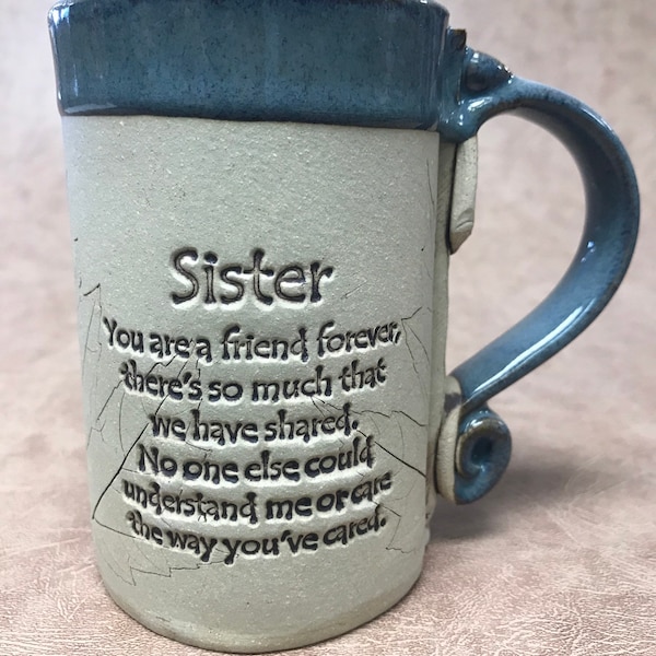Sister poem stoneware mug