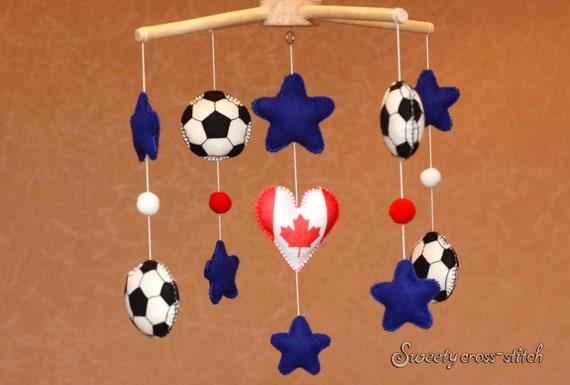 Baby Mobile Sports Mobile Felt Baby Mobile Football Mobile Etsy