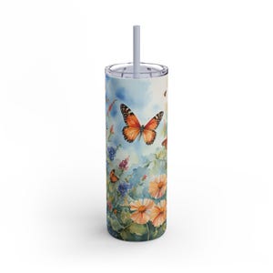 Butterfly Garden Tumbler - Nature-Inspired 20oz Drinkware, Perfect for Gifts, Eco-Friendly, Summer Vibes, Floral Design, Travel Mug