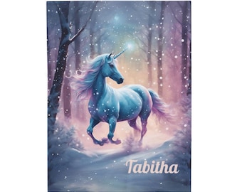 Personalized Unicorn Velveteen Plush Blanket, Cozy Home Decor, Gift for Kids, Soft Throw Blanket, Unique Baby Shower Gift, Magical Unicorn