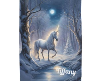 Personalized Unicorn Velveteen Plush Blanket, Cozy Home Decor, Gift for Kids, Soft Throw Blanket, Unique Baby Shower Gift, Magical Unicorn