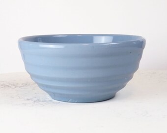Vintage ring ware bowl, delph blue pottery mixing bowl
