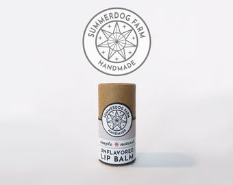 Beeswax lip balm: unflavored, organic ingredients, plastic-free, handmade