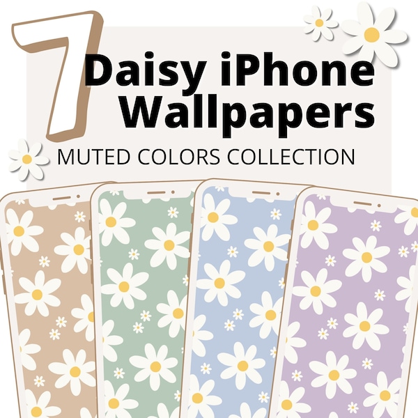 Daisy iPhone Wallpapers | 7 Muted Colors | Floral Phone Background | Neutral Cute Cottagecore Spring Theme