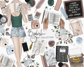Bookish Clip Art | Digital art | Digital scrap booking elements | Planner stickers