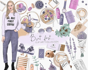 But First... | Leisure Clip Art. Instagramer / Modern Digital art, Digital Planner Stickers. Individual PNG files.