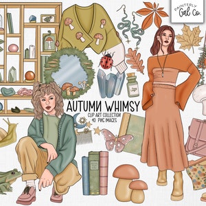 Clipart de fantaisie d'automne | Automne, Goblincore Clipart images png | Autocollants numériques de noyau de chalet d'automne.
