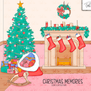 Weihnachtserinnerungen Illustration Anzeige auf.