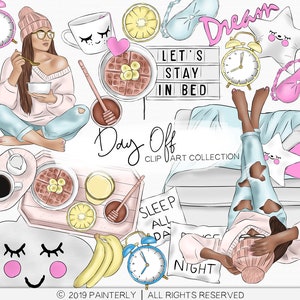 Day Off Clip Art | Morgen, faule Tage Digitale Kunst | Digitale Scrap-| Planer Sticker