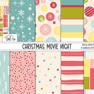 Kerst Movie Night | Kerstmis, Vakantie Digitale Papieren, Kerstmis presenteert Naadloze patronen