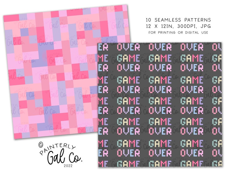 Gamer Girl Digital Papers | Gaming, Modern, Seamless Patterns ...