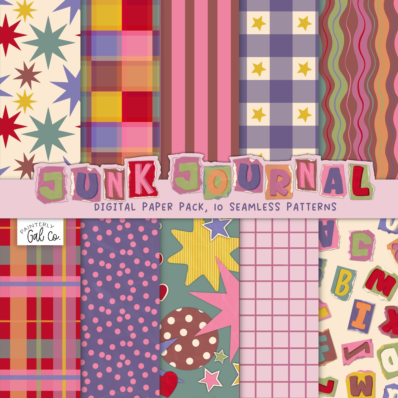 Junk Journal Digital Papers, Modern Print Seamless Patterns - Etsy
