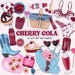 Cherry Cola Clip Art Images, Picnic Cherry Plaid Digital Stickers ...