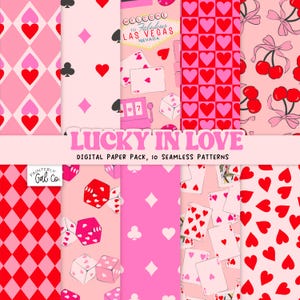 Lucky in Love Digital Paper, Valentinstag Muster