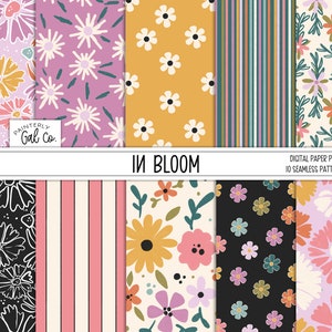 In Bloom digital papers | Seamless Patterns | Scrapbooking Paper | Spring Floral Print