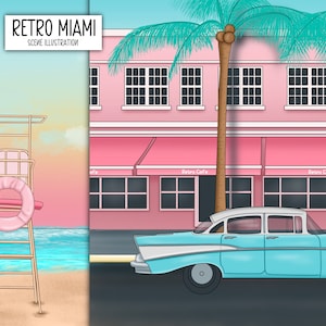 Retro Miami  illustrations | Clip Art Add on.
