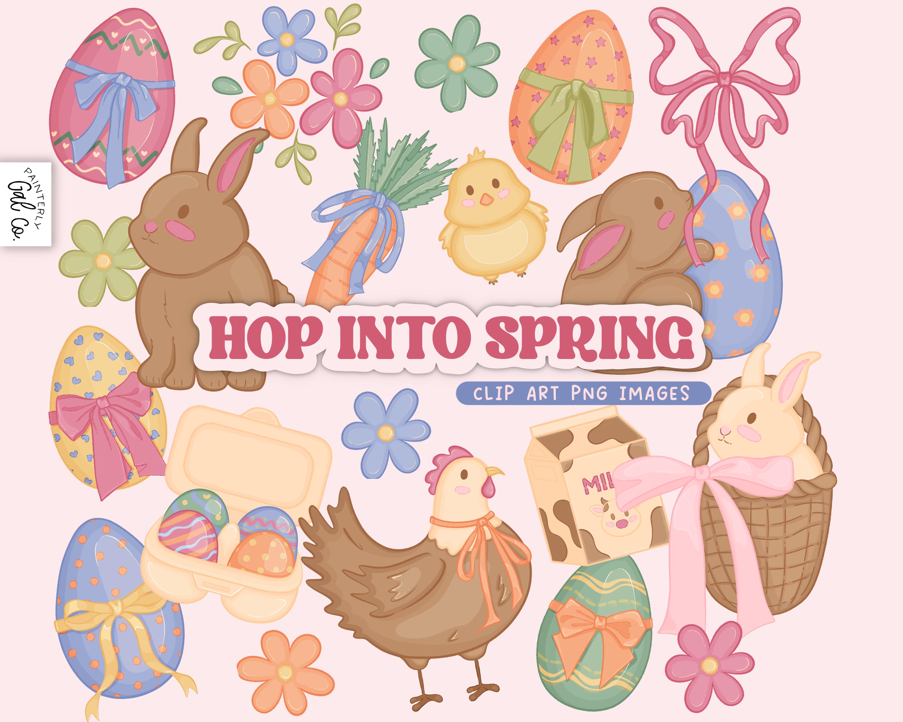 Hop Into Spring Clip Art, Easter Digital Stickers - Etsy