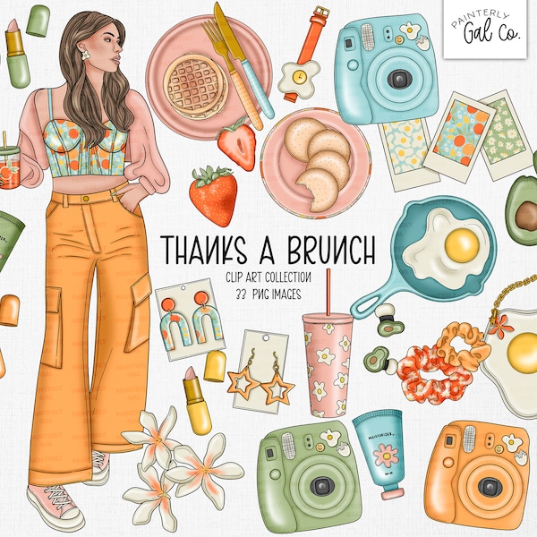 Thanks a Brunch Clip Art | Breakfast, Lunch,  Clipart png images | Digital Stickers.