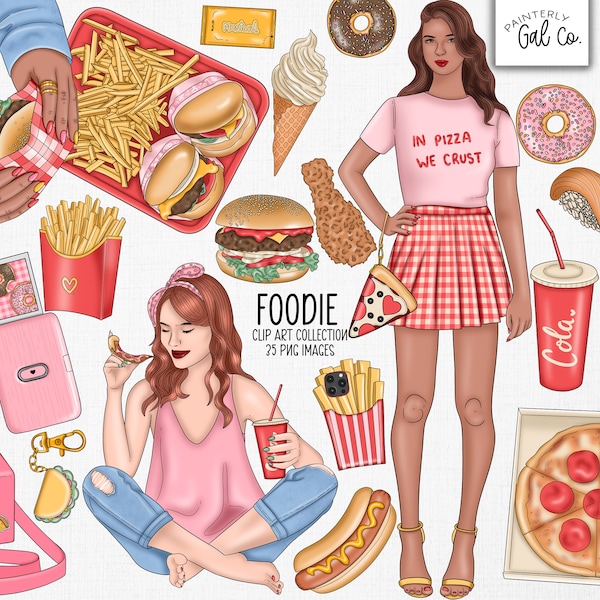 Foodie Clip Art | Food, Restaurant, Clipart PNG images | Food Lover Digital Stickers.