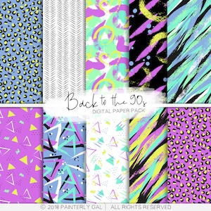 Back to the 90's Digital Papers vintage 80's Seamless Pattern Digital ...