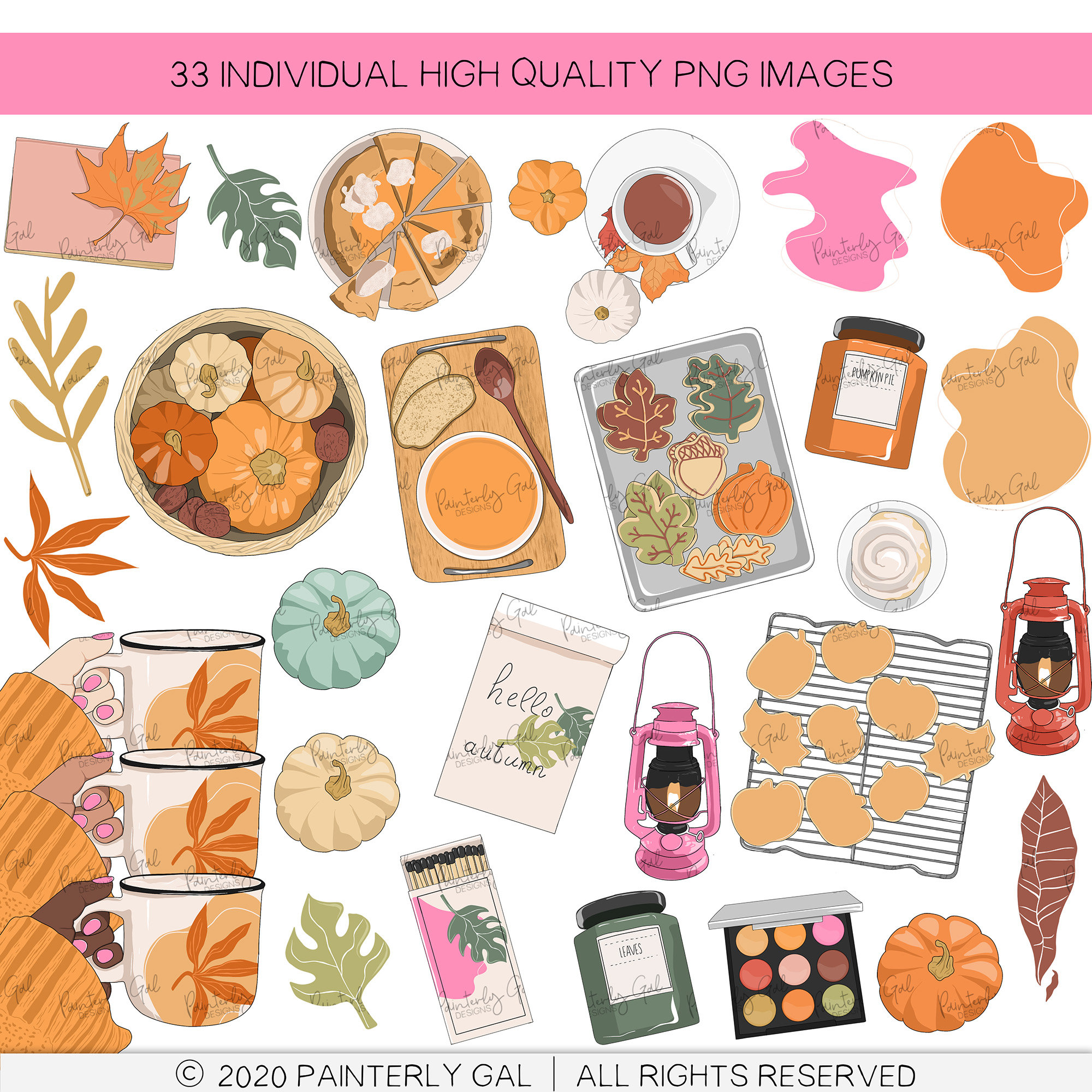 Hello Fall Clip Art | Autumn Digital Art | Digital Scrap Booking ...