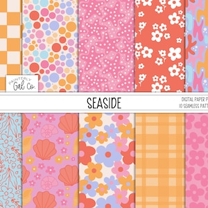 Hav | Sommarsömlöst mönster | Hav, blommigt digitalt scrapbookingpapper.