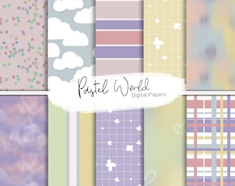 Pastel World Digital Papers | Seamless Patterns background | Digital Scrap booking paper
