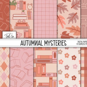 Autumn Whimsy Digital Papers | Herbstlaub nahtlose Muster | Herbst Geblümtes Scrapbooking Papier | Goldfolie Frosch Druck
