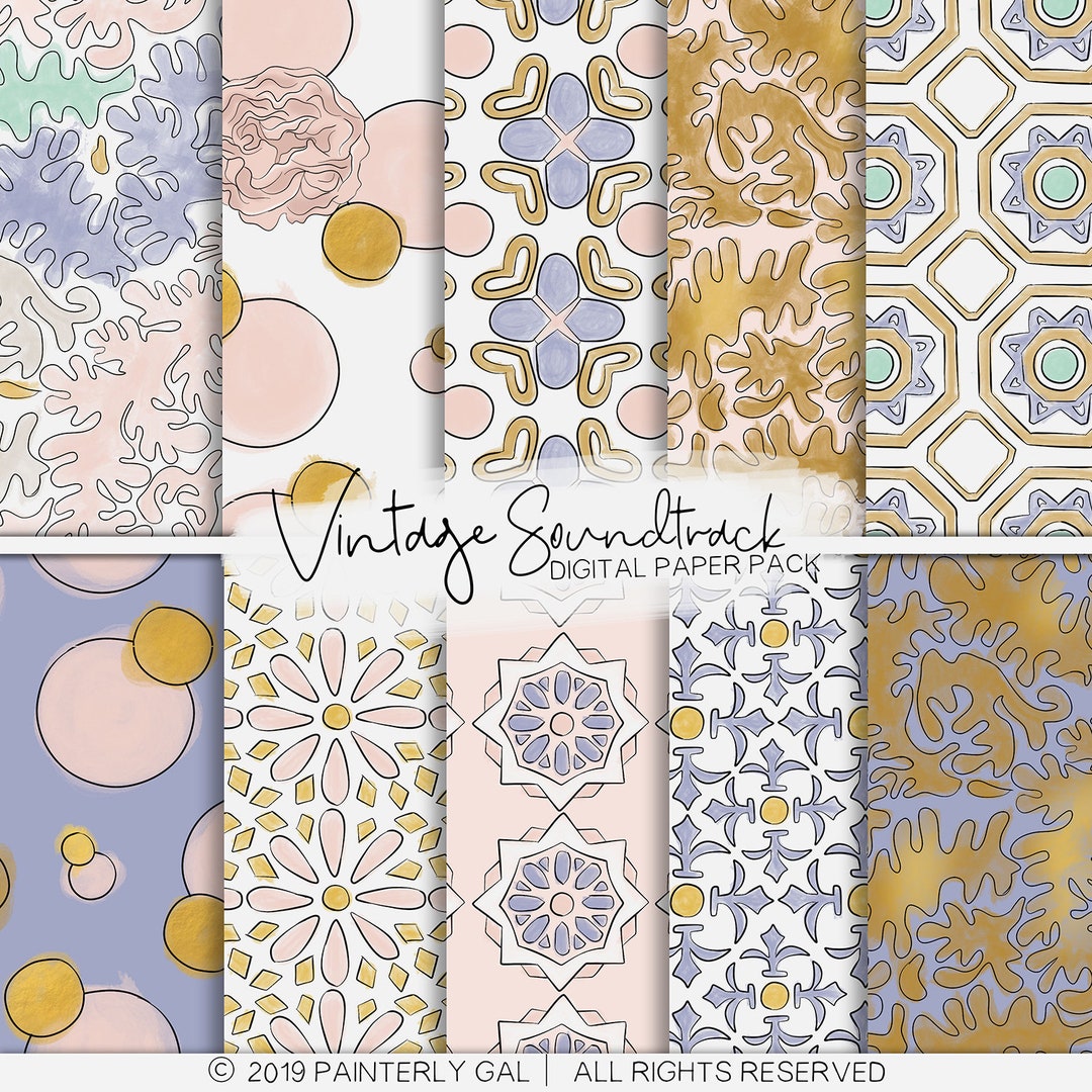 Vintage Soundtrack Digital Papers | Vintage Seamless Patterns ...