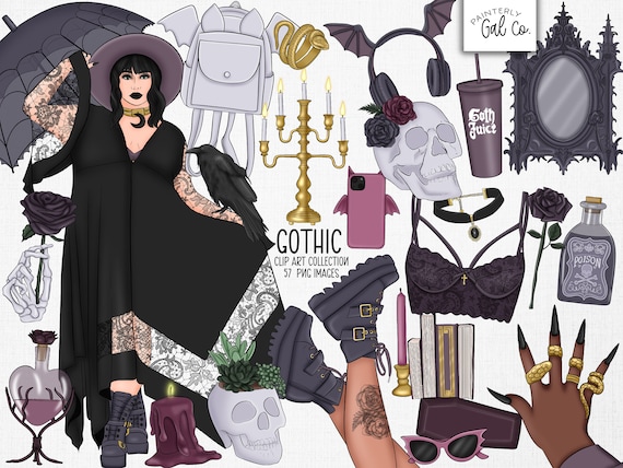 Gothic Clip Art | Goth, Halloween Clipart png images | Digital Stickers.