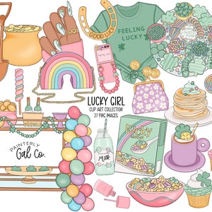 Lucky Girl Clip Art, coleção de clipart do Dia de São Patrício