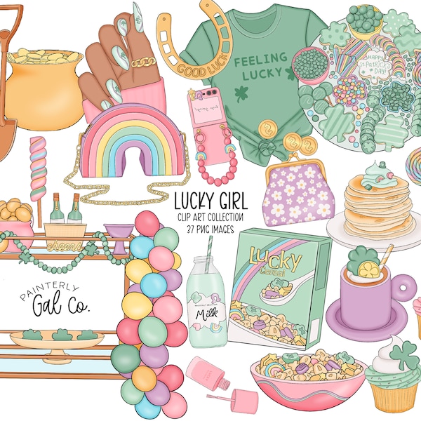 Lucky Girl Clip Art, St. Patrick's Day Clipart Collection
