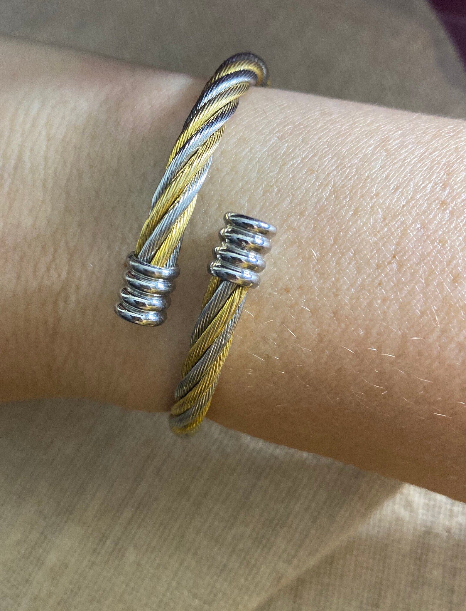 Stainless steel cable cuff bracelet Etsy