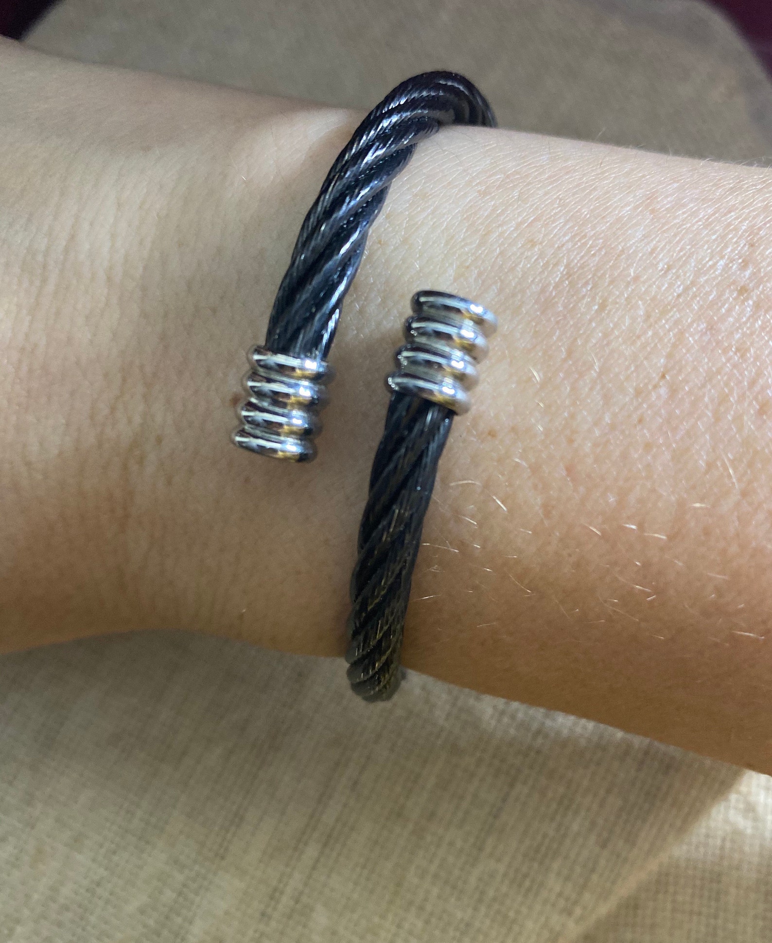 Stainless steel cable cuff bracelet Etsy