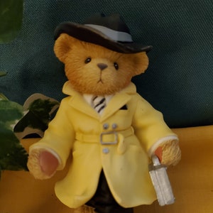 Vintage Cherished Teddy Figurine CT-007 T. James Bear 2001 Enesco Priscilla Hillman Yellow Raincoat