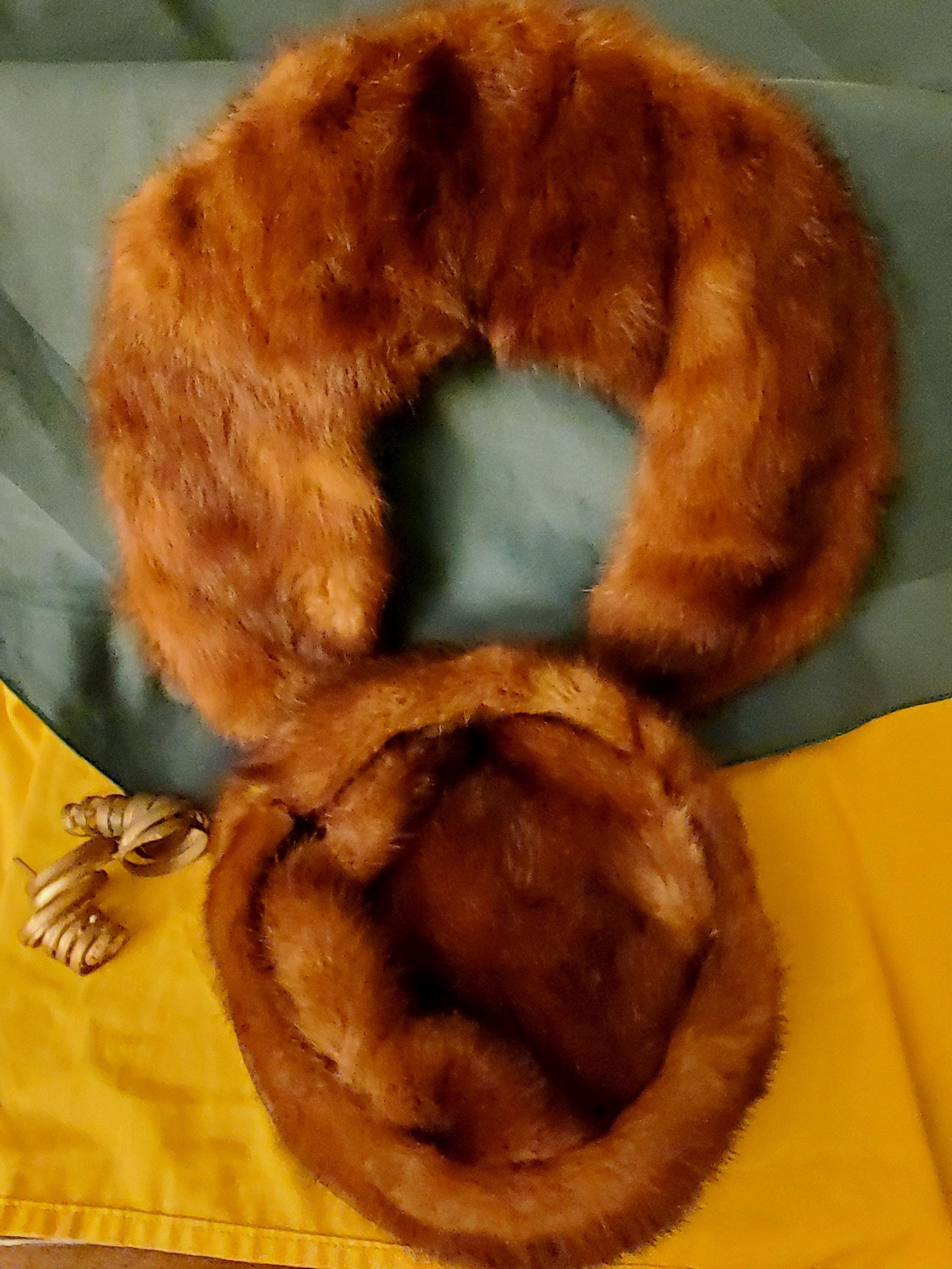 Vintage Brown Mink Pillbox Hat and Matching Collar Set 24  display picture 3