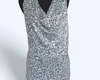 Vestido de lentejuelas de seda Y2K