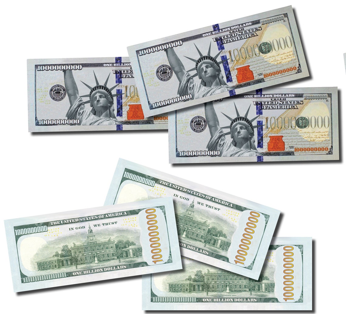 50 Bills of Billion Dollars Play Money Prop Money Pretend Etsy